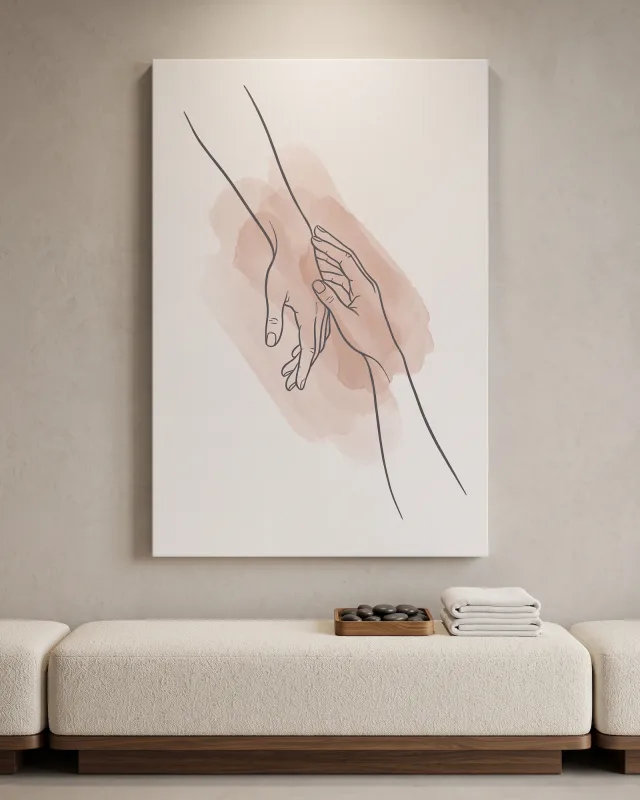 Leinwandbild – Berührende Hände in Line Art