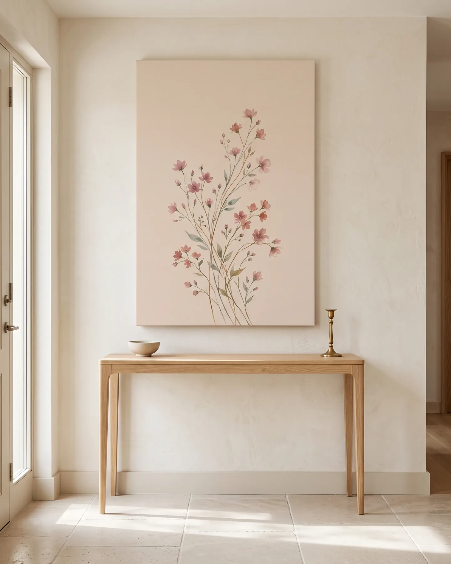 Leinwandbild – Rosa Blüten an feinen Stängeln