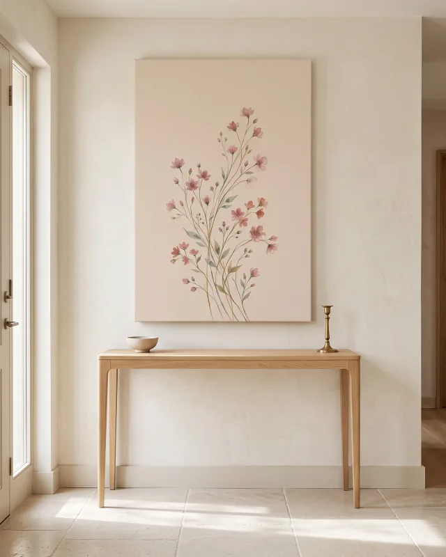 Leinwandbild – Rosa Blüten an feinen Stängeln