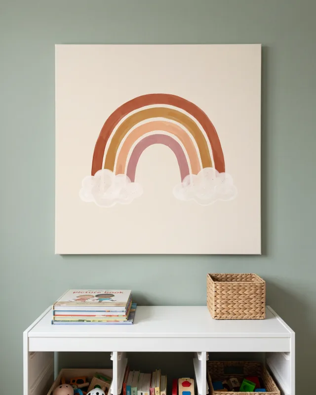 Leinwandbild – Regenbogen in warmen Aquarellfarben