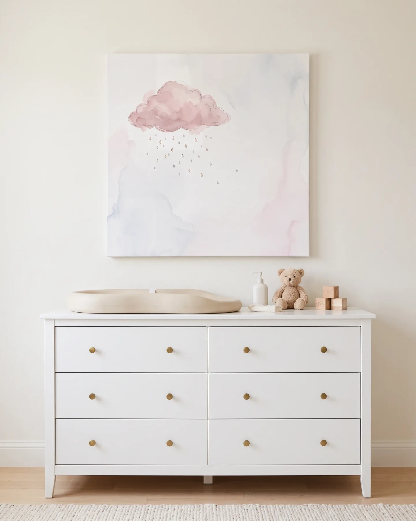 Leinwandbild – Rosa Regenwolke in Aquarell