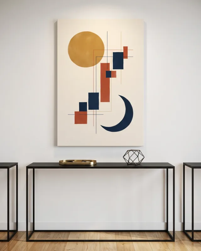 Leinwandbild – Sonne, Mond und geometrische Formen