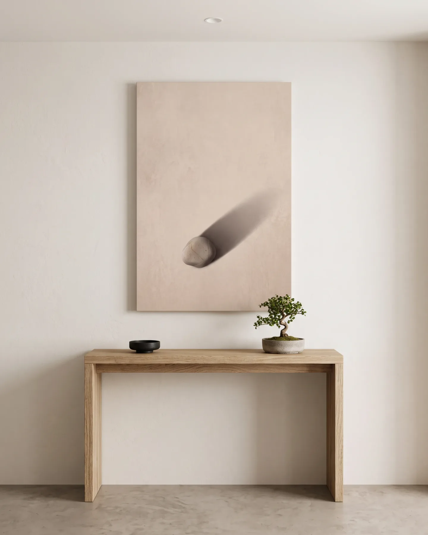 Leinwandbild – Ein Stein mit langer diagonaler Schattenlinie