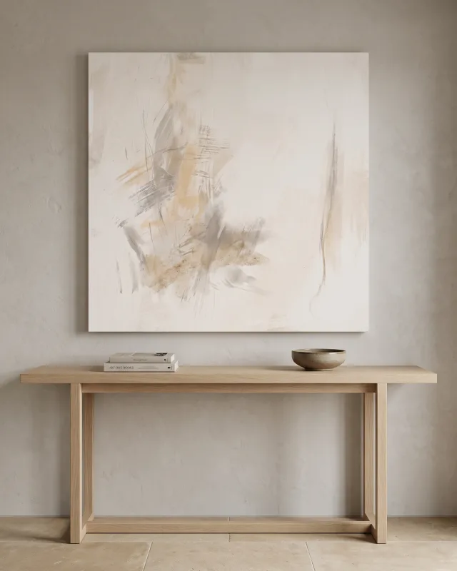Leinwandbild – Abstrakte Spuren in Creme und Sand