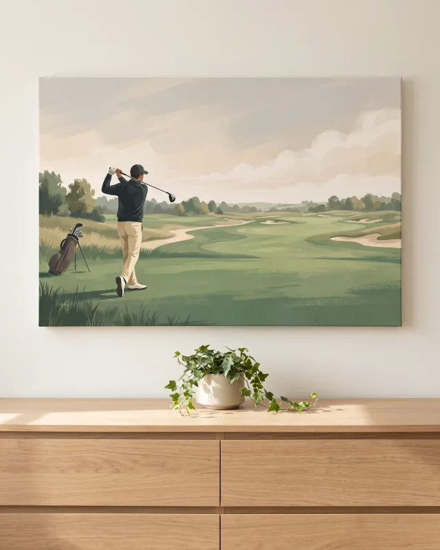 Leinwandbild – Golfer auf dem Fairway