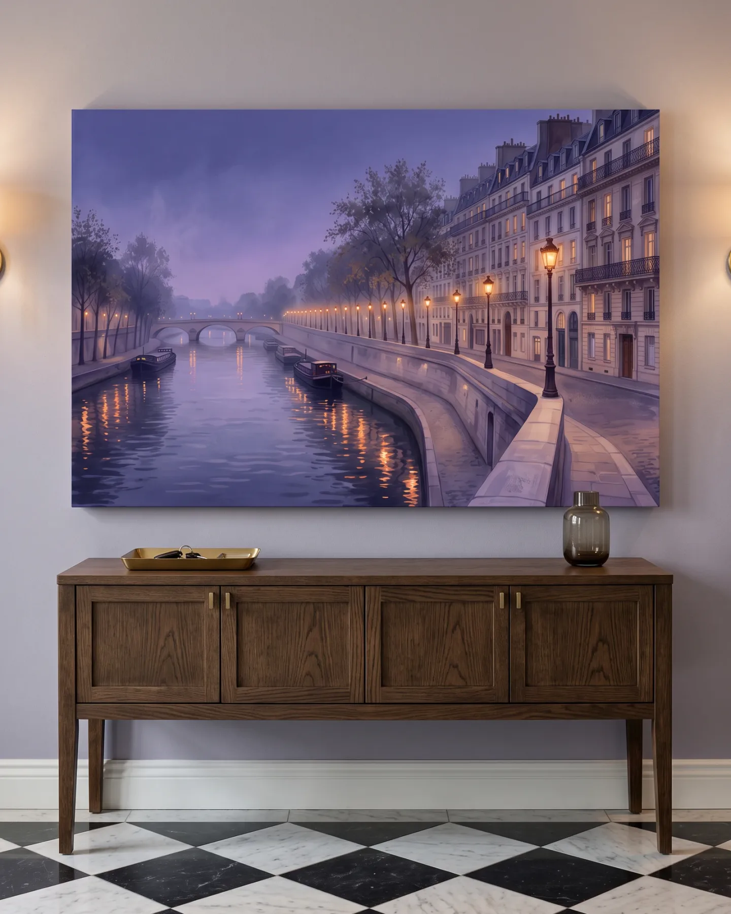 Leinwandbild – Abend am Flussufer