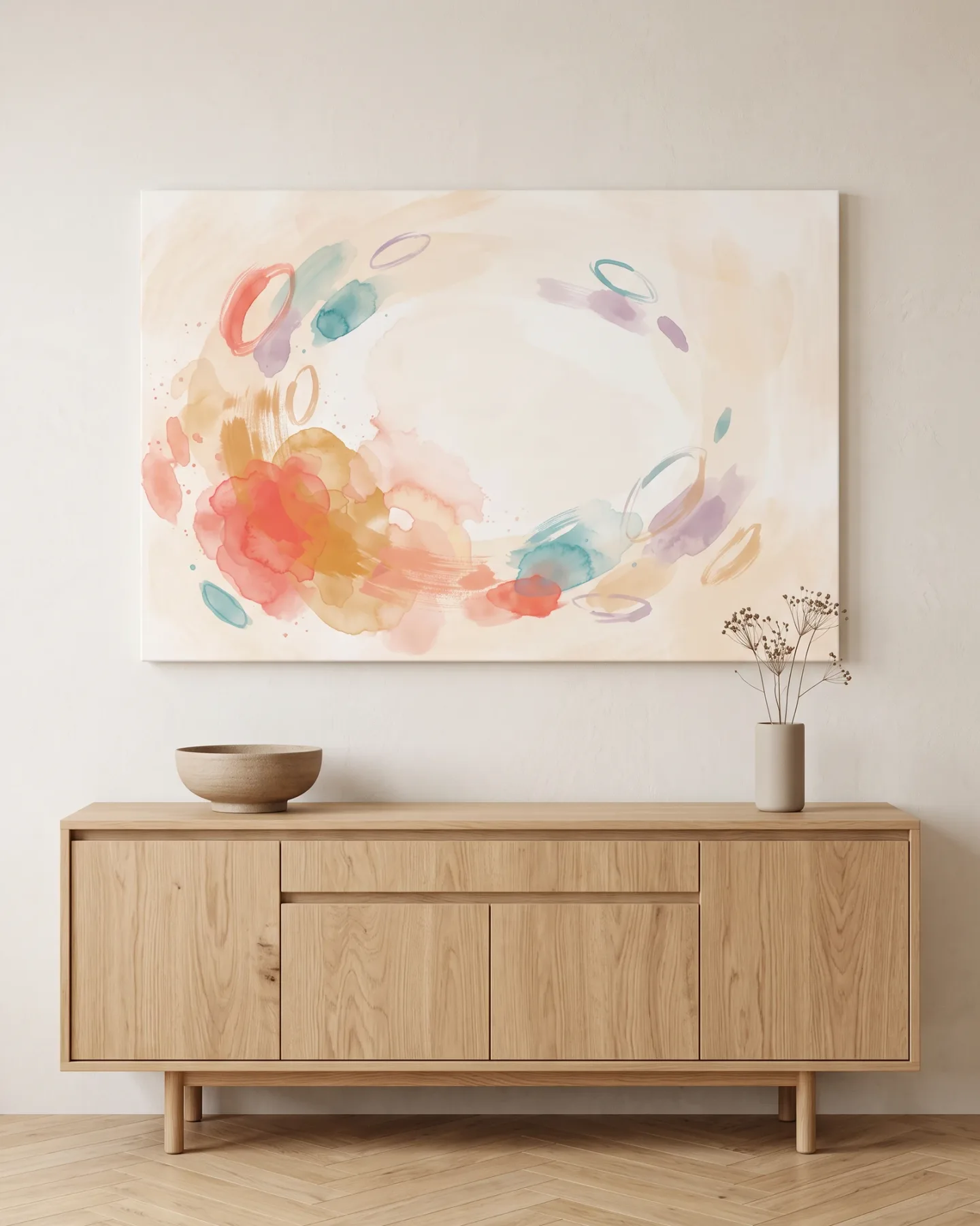 Leinwandbild – Abstrakte Aquarellfarben im lockeren Bogen