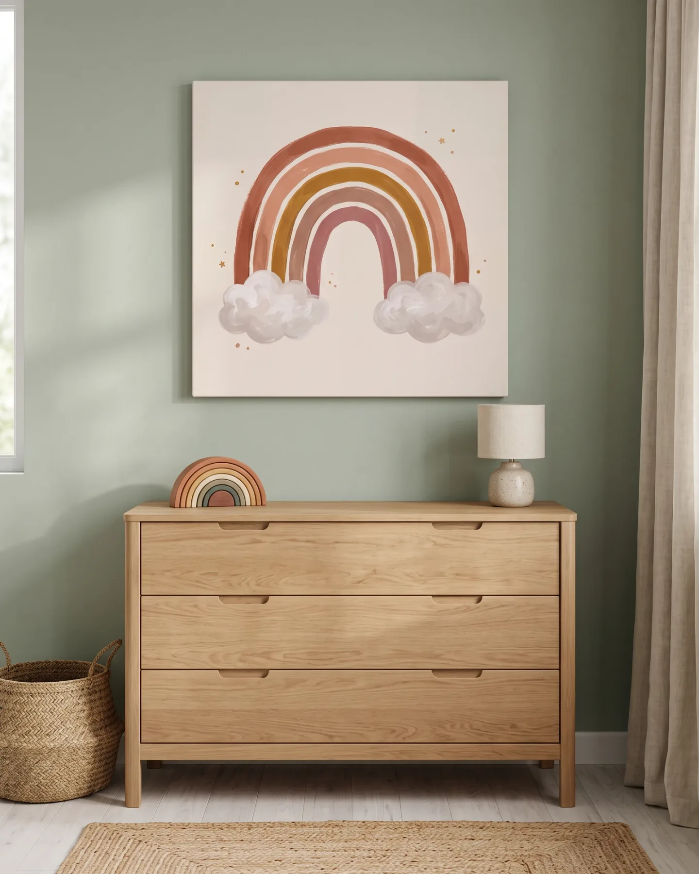 Canvas print – Rainbow with Tiny Golden Stars