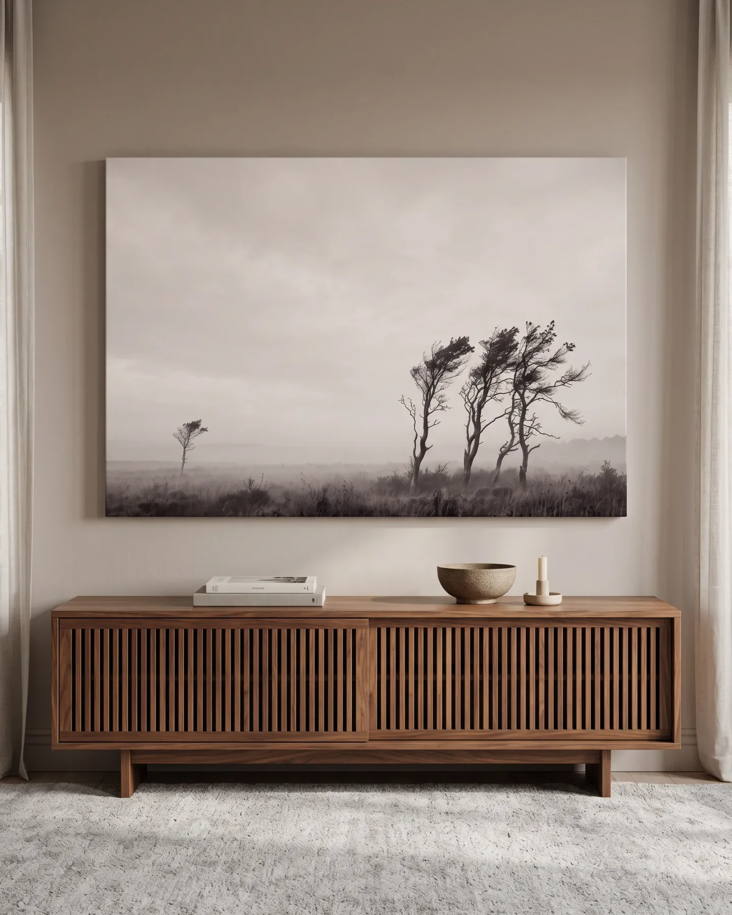 Canvas print – Trees in a Misty Landscape