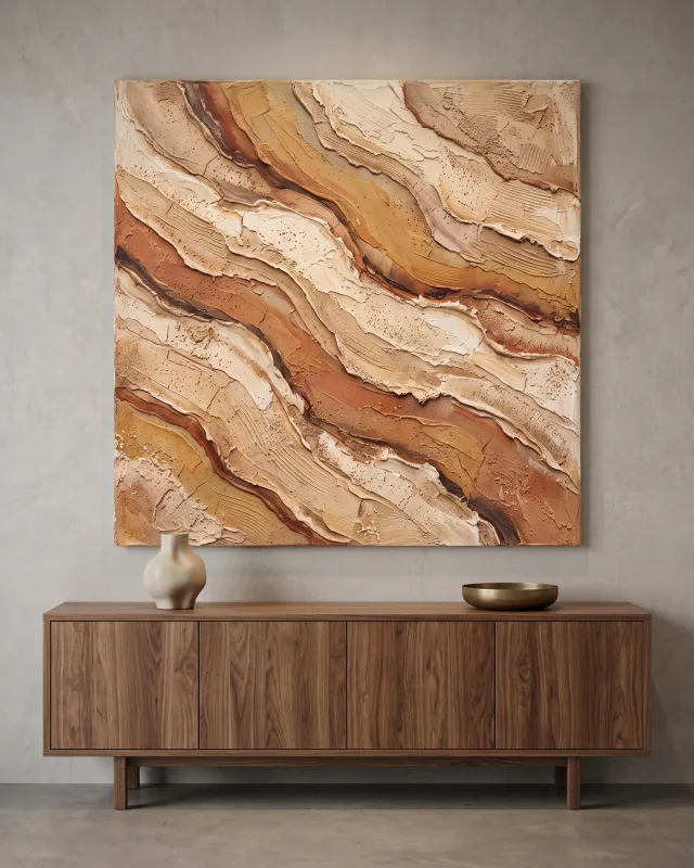 Leinwandbild – Rissige Erdschichten in Sand und Braun