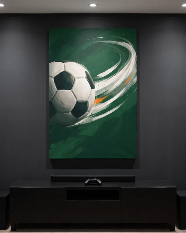 Leinwandbild – Fußball in dynamischer Bewegung