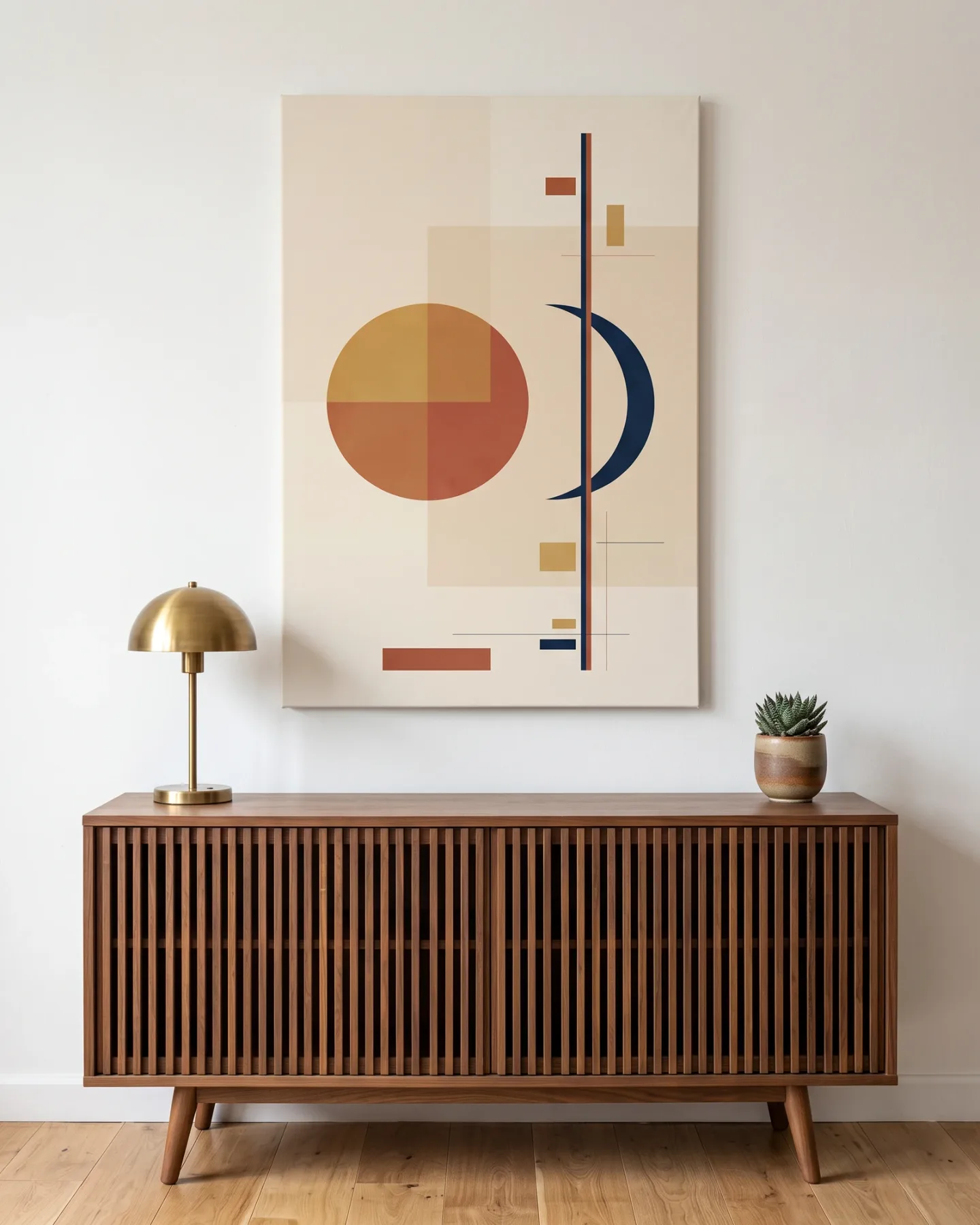 Leinwandbild – Geometrische Komposition mit Kreis und Kurve