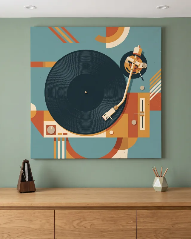 Leinwandbild – Retro-Illustration eines Plattenspielers