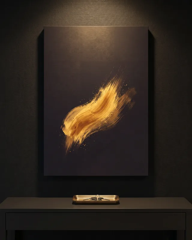 Leinwandbild – Diagonaler Goldschwung mit feinen Spritzern