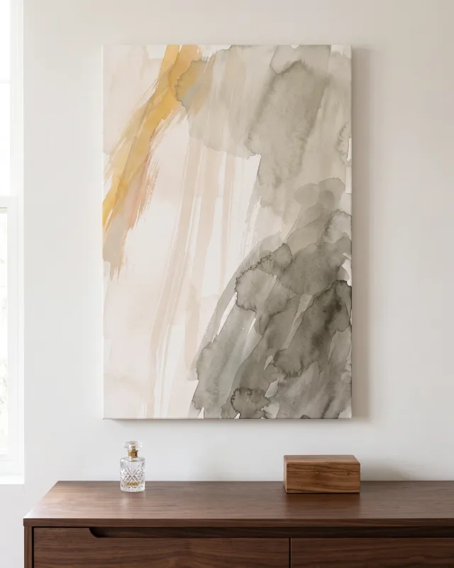 Leinwandbild – Abstraktes Aquarell in Beige und Grau