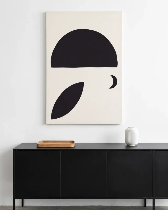 Leinwandbild – Abstrakte Formen in Schwarz und Creme – Leinwandbild