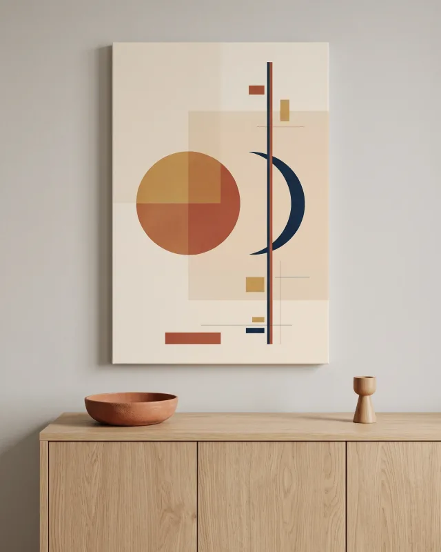 Leinwandbild – Geometrische Komposition mit Kreis und Kurve