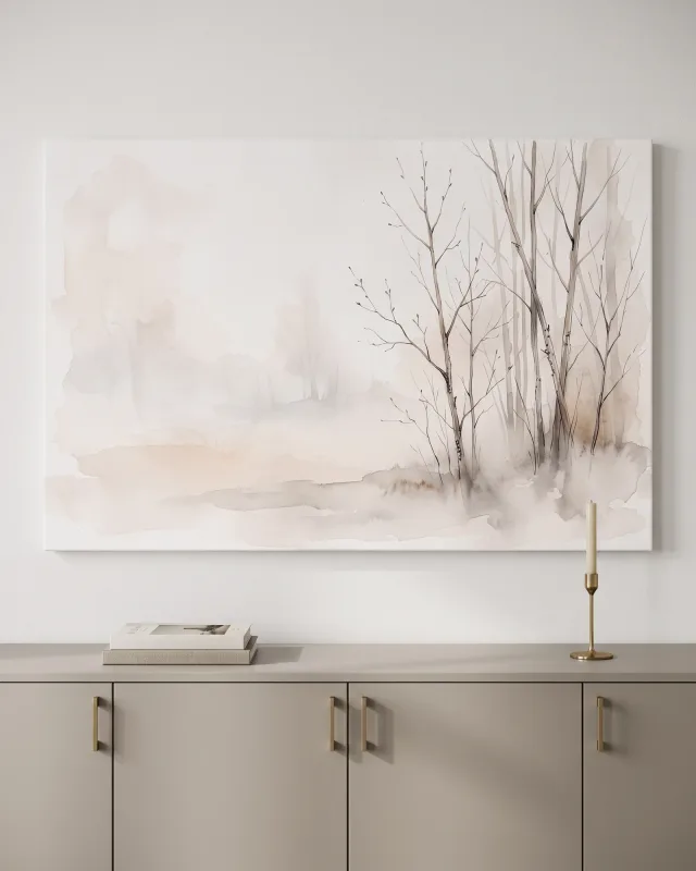 Canvas print – Bare Trees in a Misty Watercolor Landscape