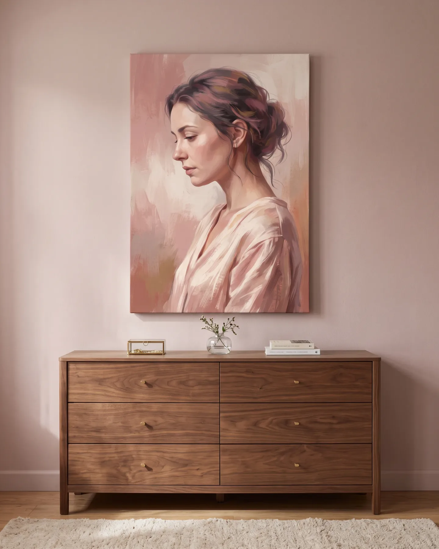 Leinwandbild – Stilles Profil in Pfirsich und Rosa