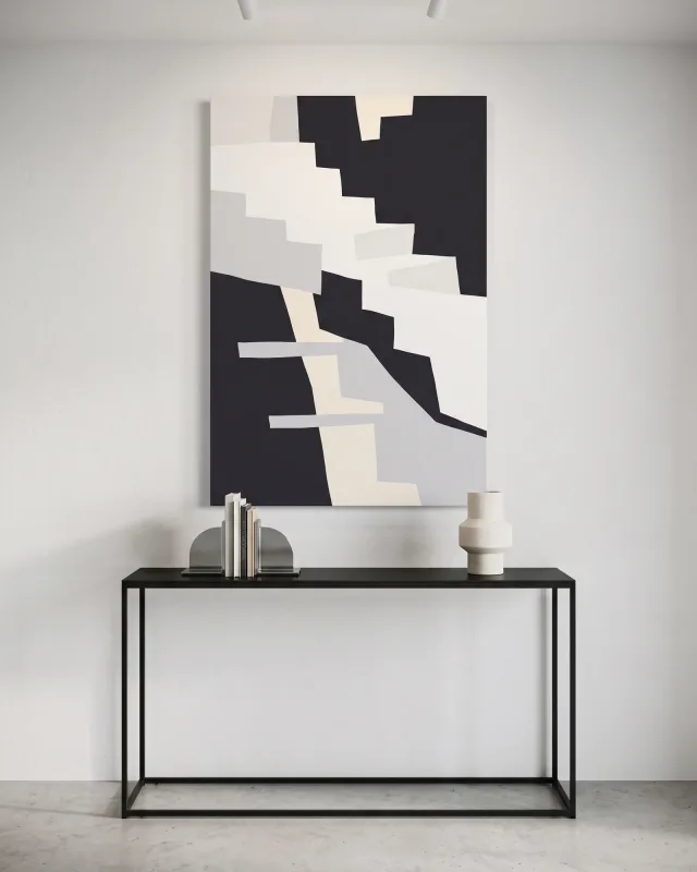 Canvas print – Abstract Stair Step Shapes in Black and Cream