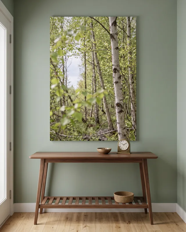 Canvas print – Birch Trees in a Green Forest