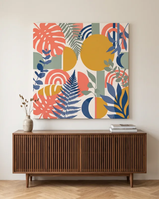 Canvas print – Leaf Graphic with Circles and Arches