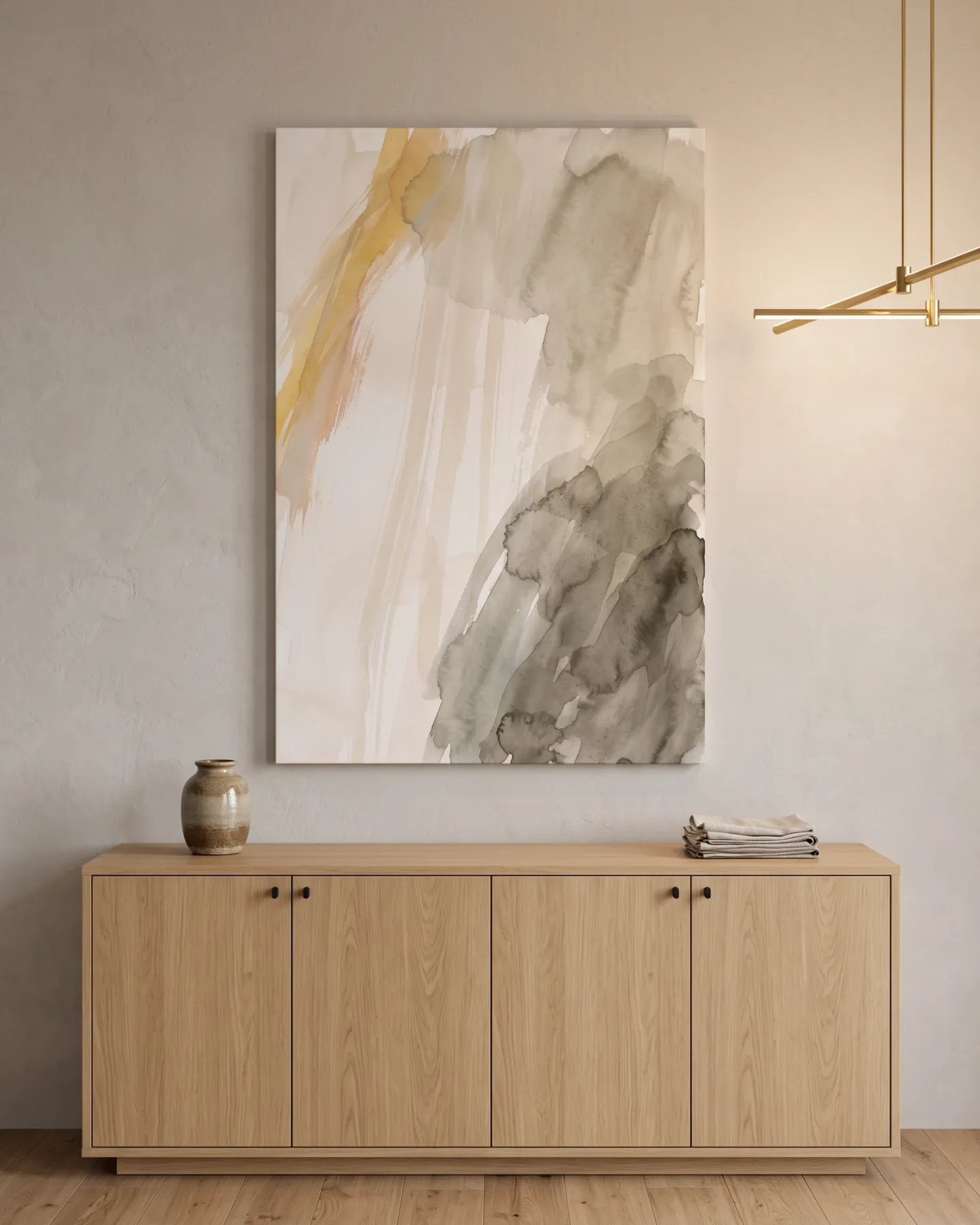 Leinwandbild – Abstraktes Aquarell in Beige und Grau