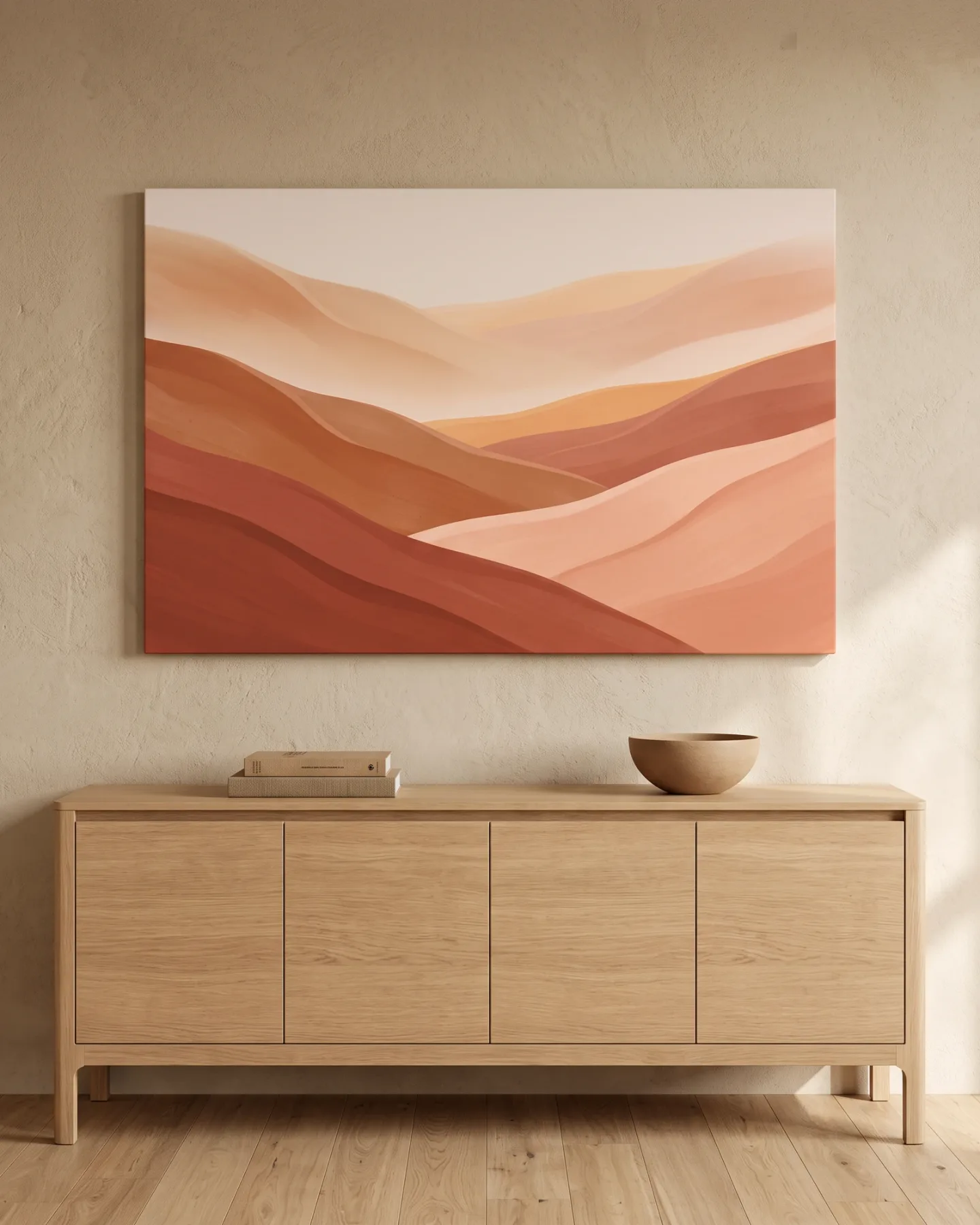 Leinwandbild – Sanfte Landschaftsbänder in Orange und Sand