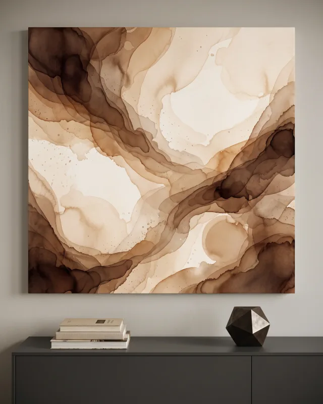 Leinwandbild – Braune Wellen mit lichter Mitte