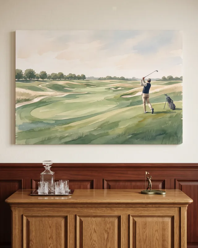 Leinwandbild – Golfer auf dem weiten Golfplatz