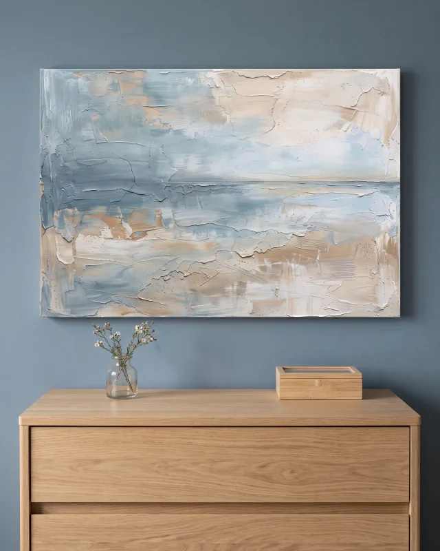 Leinwandbild – Abstrakter Meereshorizont in Blau und Sand