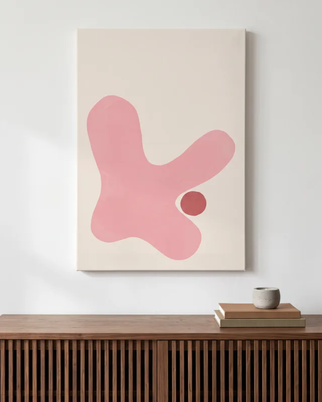 Canvas print – Soft Pink Form with a Red Circle