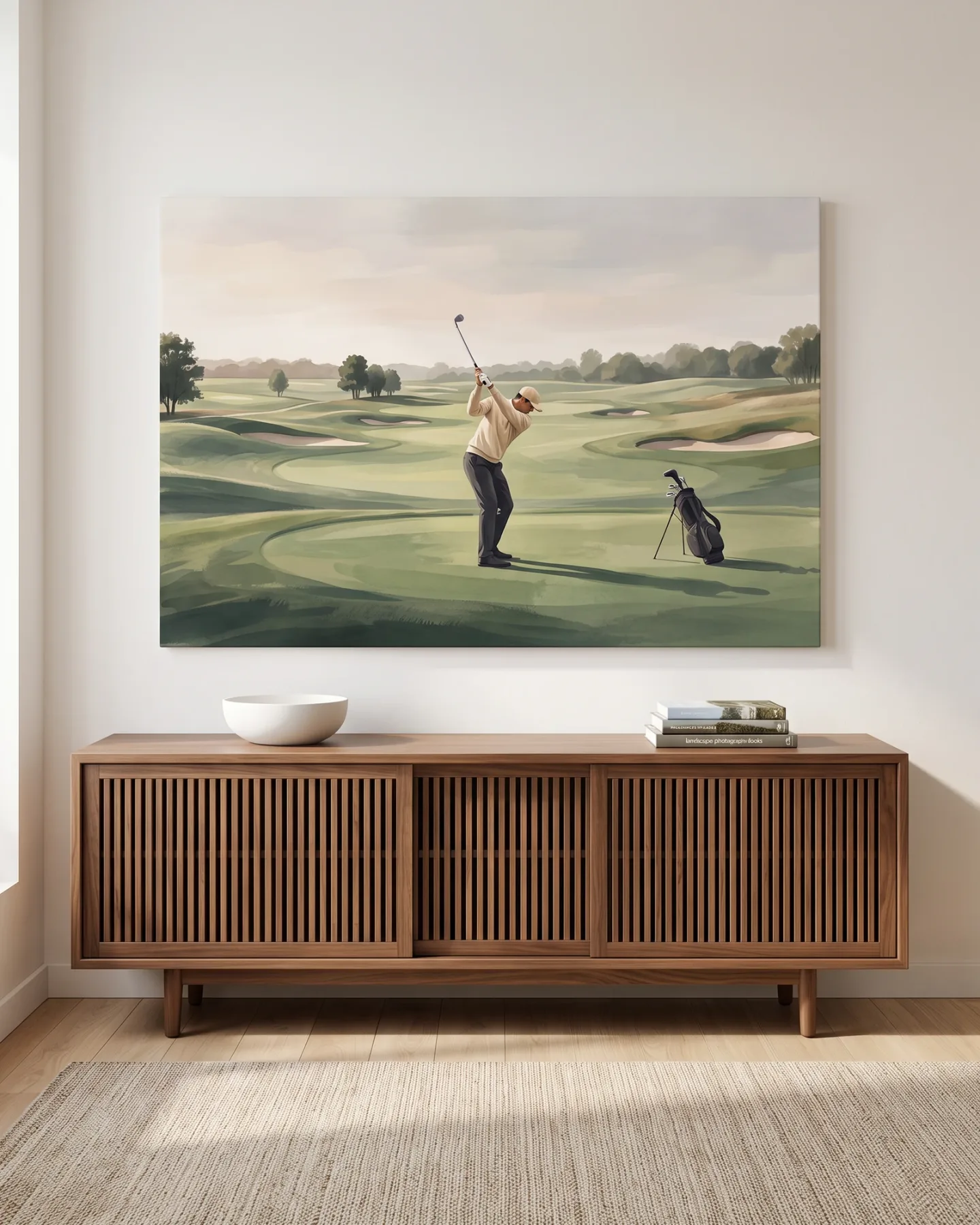 Leinwandbild – Golfer auf dem weiten Grün