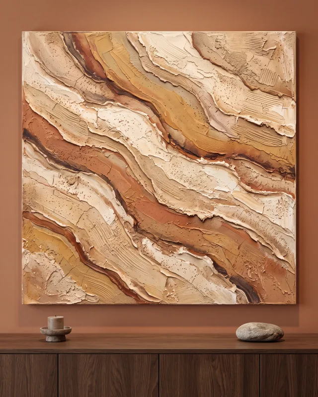 Leinwandbild – Rissige Erdschichten in Sand und Braun