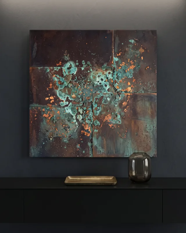 Leinwandbild – Patina in Türkis und Rost
