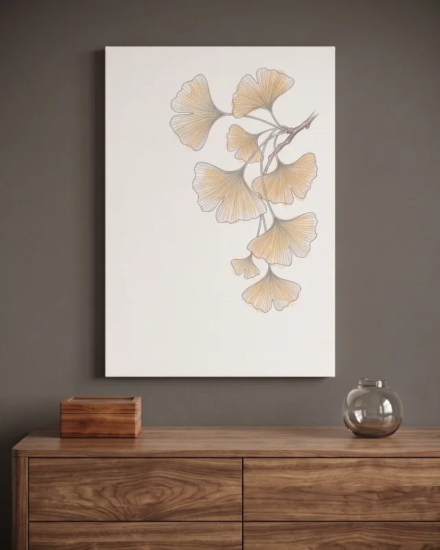 Canvas print – Ginkgo Leaves along the Right Edge