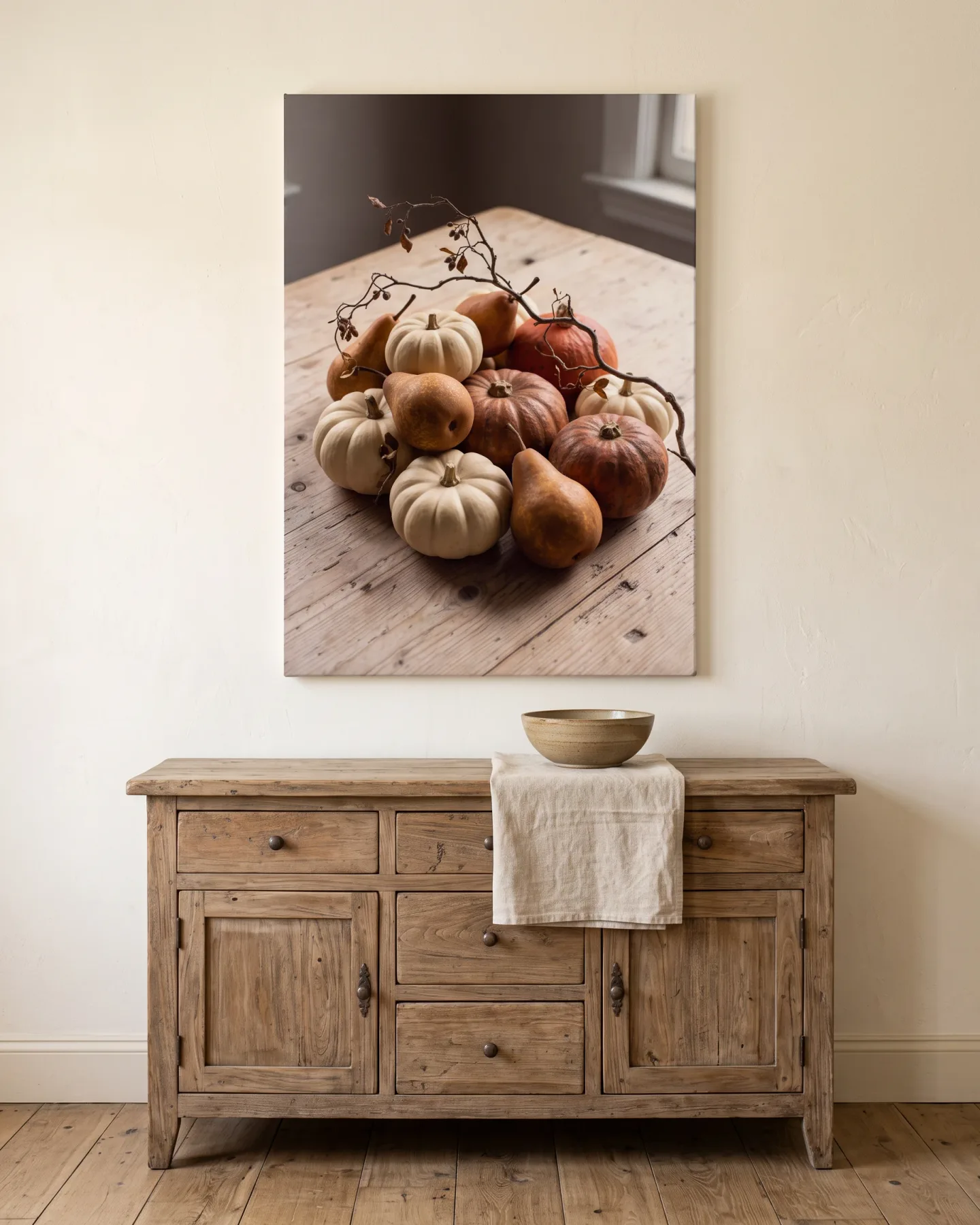 Canvas print – Autumn Harvest on Rustic Wooden Planks