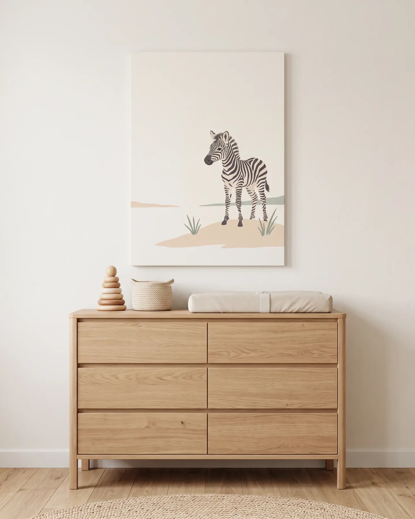 Leinwandbild – Zebra in einer ruhigen Landschaft