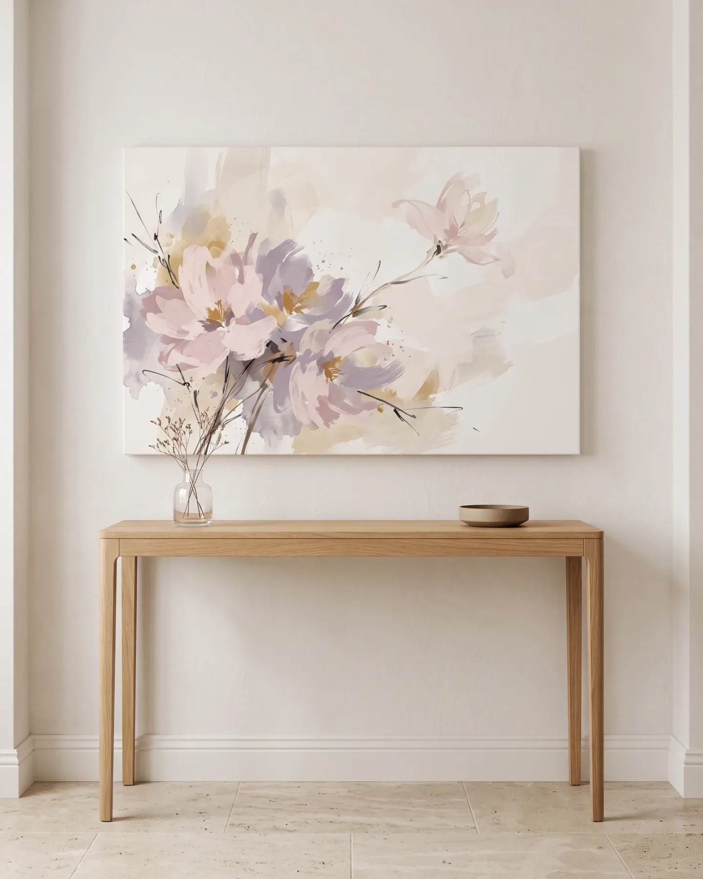 Leinwandbild – Abstrakte Blüten in Rosé und Lavendel