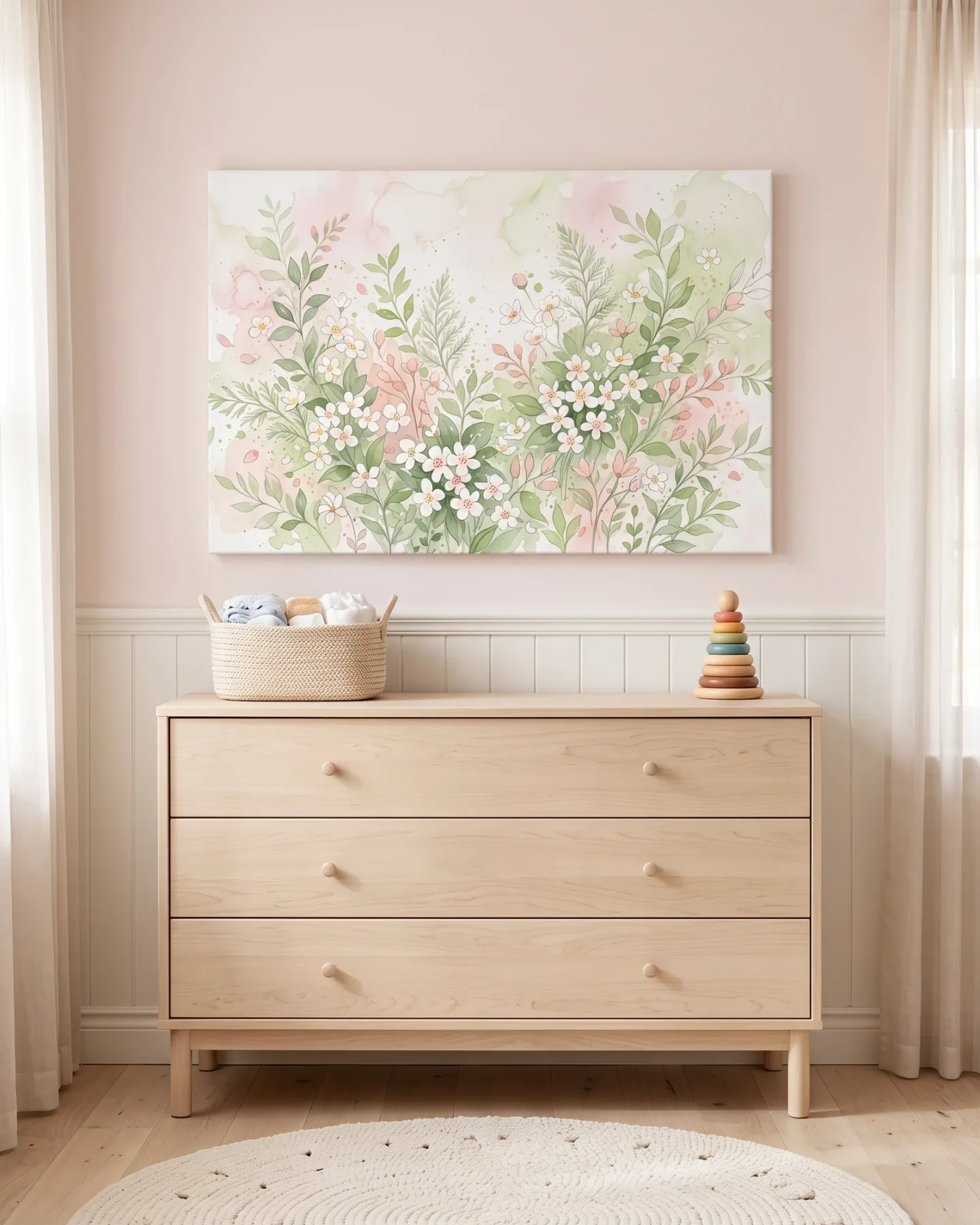 Canvas print – Delicate Floral Border with Fern-like Leaves