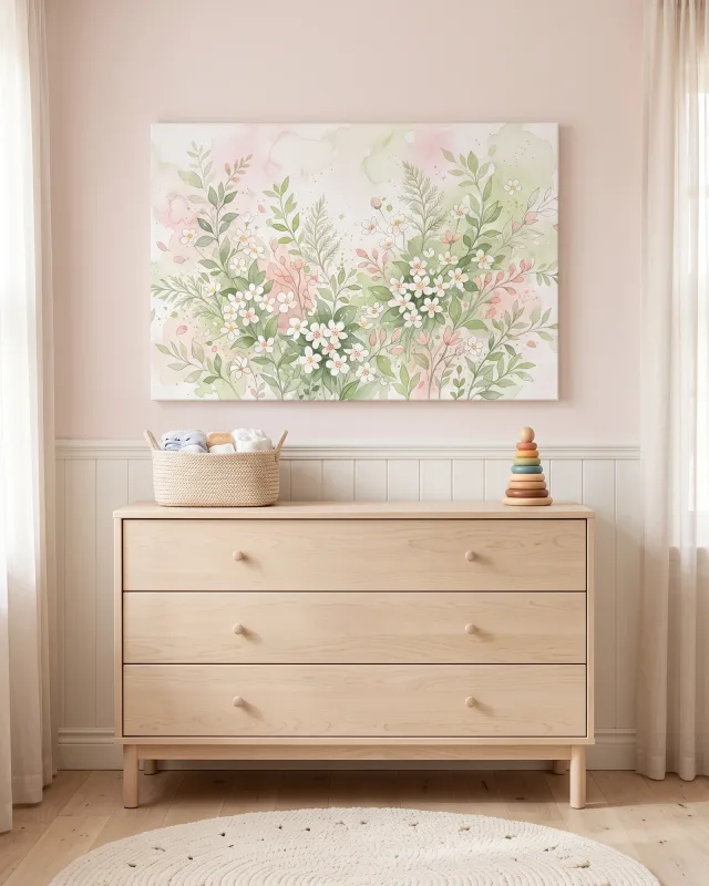 Canvas print – Delicate Floral Border with Fern-like Leaves