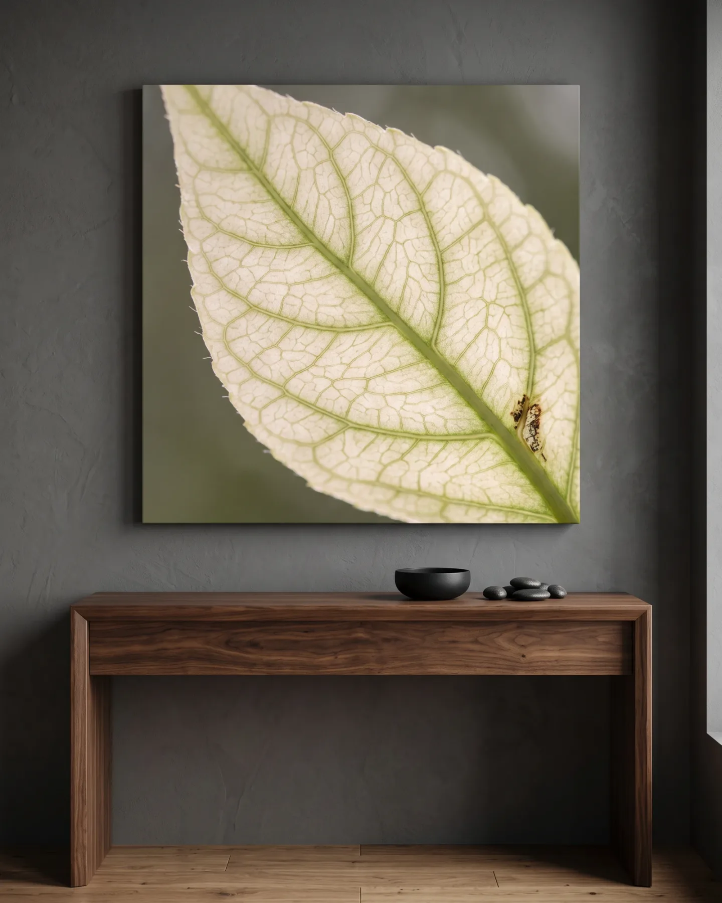 Leinwandbild – Transluzentes Blatt mit feinen Blattadern