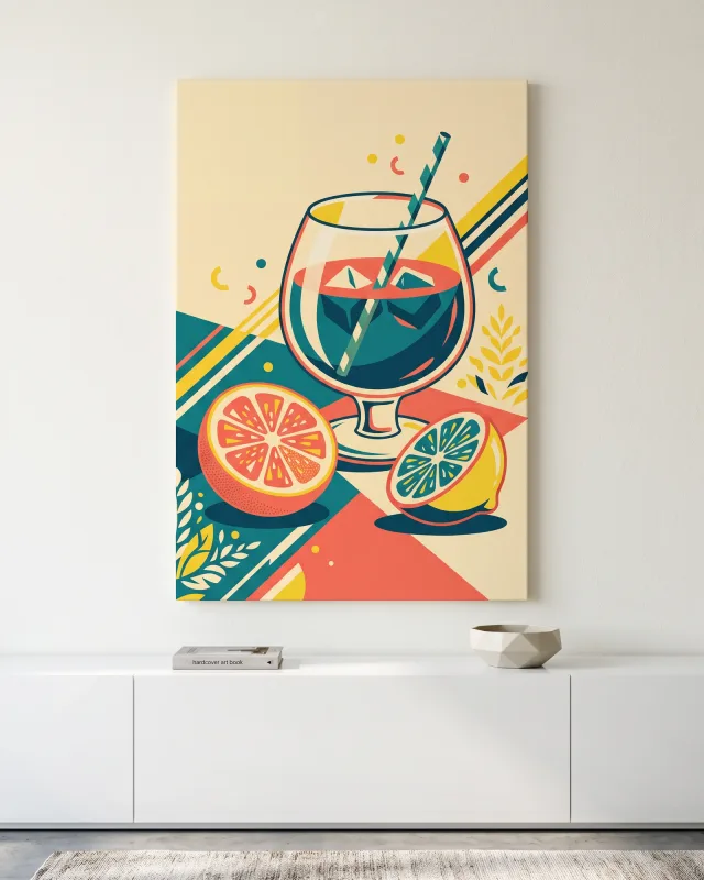 Leinwandbild – Zitrusdrink in Retro-Grafik