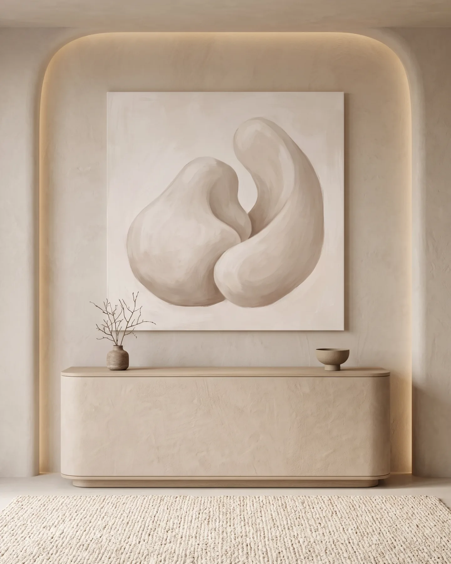 Leinwandbild – Verschlungene Formen in weichem Beige