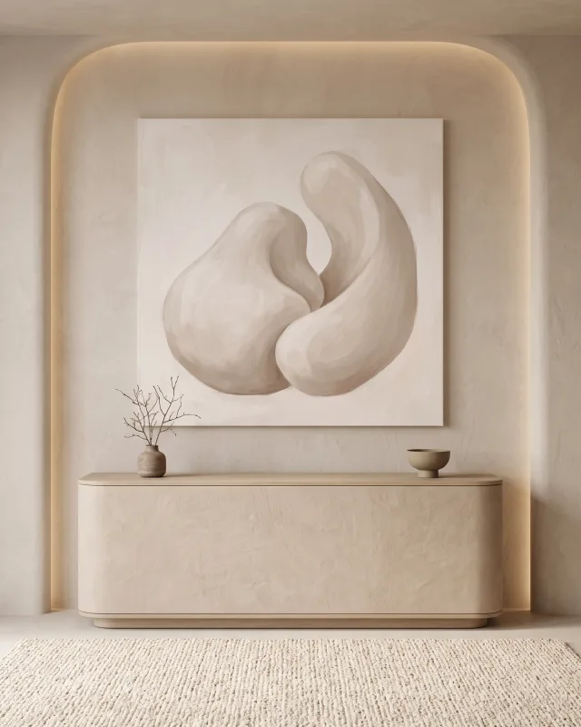 Leinwandbild – Verschlungene Formen in weichem Beige