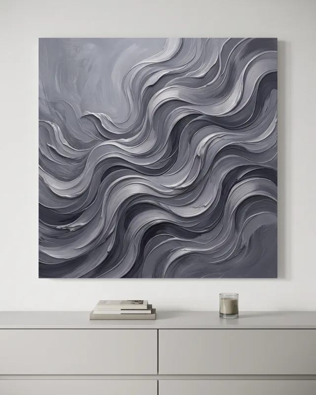 Canvas print – Grey Waves in Bold Brushwork