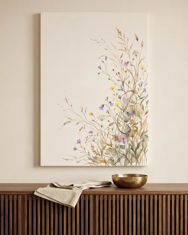 Leinwandbild – Wildblumen aus der rechten Bildecke